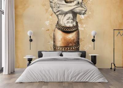 King Nebuchadnezzar's Dream Statue (Daniel's Prophecies) Antique Design Illustration Wall mural