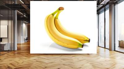 Two fresh yellow bananas for fruit salad on a white background Generative AI Illustration Wall mural