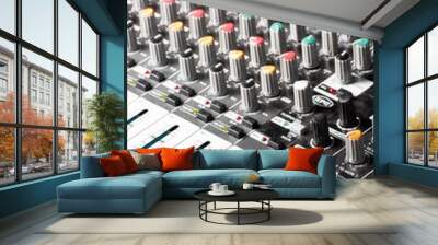 Closeup of an audio sound mixer Wall mural