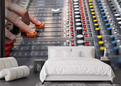 Closeup of audio mixer control panel Wall mural