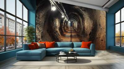 Underground mine passage angle shot Wall mural