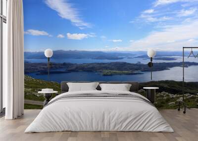 A mountain top with beautiful views of the lake at Stord, Sunnhordland Wall mural