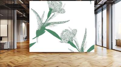 Graphic image of decorative tulips.Illustration on white and colored background.Seamless pattern. Wall mural