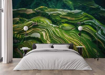 A vast terraced rice fields Wall mural