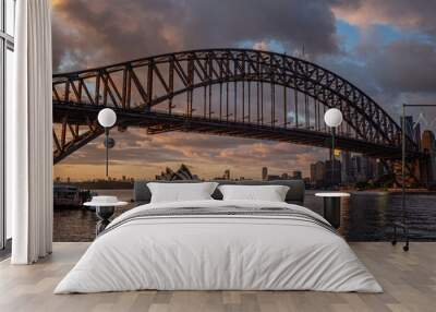 The harbor bride framing the skyline of Sydney Australia with the famous Opera House Wall mural