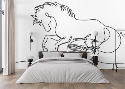 One line drawing horse vector illustration Wall mural