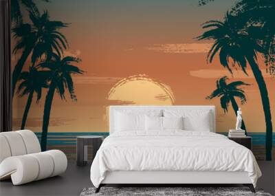 Ocean sunset Wall mural