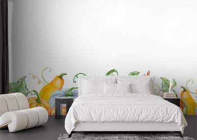 watercolor autumn seamless composition border with pumpkins Wall mural