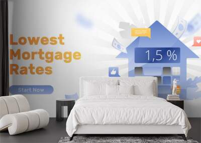 Lowest Mortgage Rates Banner Wall mural