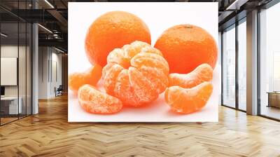 Orange tangerines isolated on a white Wall mural