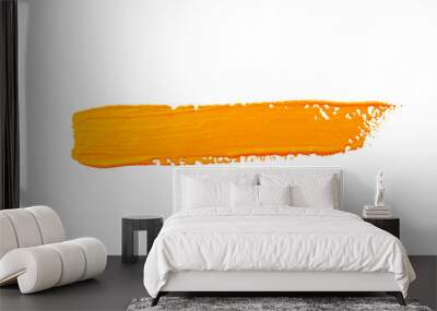 Paint brush stroke texture ochre yellow watercolor isolated on a white Wall mural