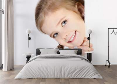 Smiling cute little girl isolated Wall mural