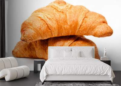 Two fresh perfect croissants isolated Wall mural