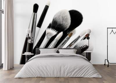 Various set of professional makeup brushes isolated Wall mural