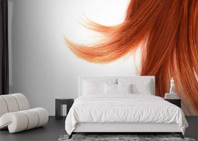 beautiful red hair isolated on white background Wall mural