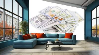 Hundred dollars isolated on white background Wall mural