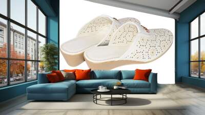 Women's summer shoes isolated on white Wall mural