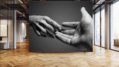 Emotional black and white photo of breakdown in the relationship between two people. Wall mural