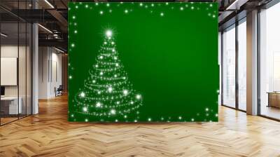 card for the holiday with branches and fir-tree on the green ba Wall mural