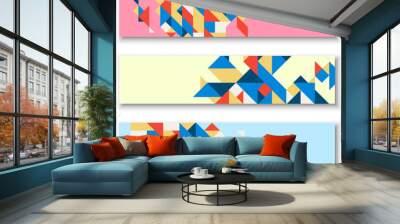 Banners with abstract colorful geometric pattern. Wall mural