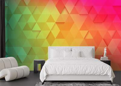 Bright spectrum background with abstract geometric pattern of triangles. Wall mural