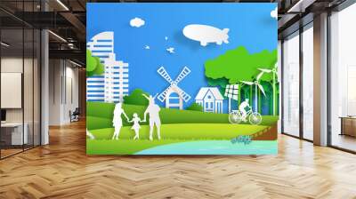 Nature cityscape background and eco friendly concept. Wall mural