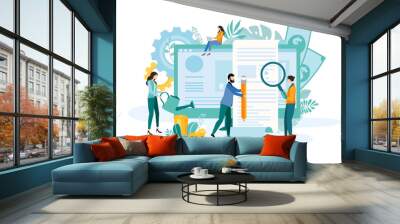 People work, implement business projects, analyze and increase income. Wall mural