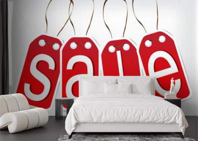 red signs made of paper. sale. Wall mural