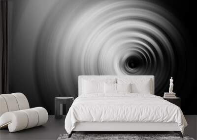 Abstract black and white background. Concentric monochrome circles with a black hole in the cente Wall mural