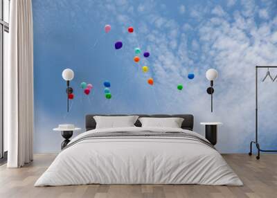 Air gel balls flying in the clear blue sky. High quality photo Wall mural