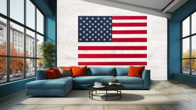 American Flag lying on the table. Place for your inscriptions. Top view, close-up. National holiday concept Wall mural