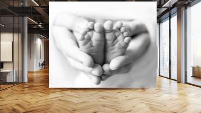 baby feet black white photo Wall mural