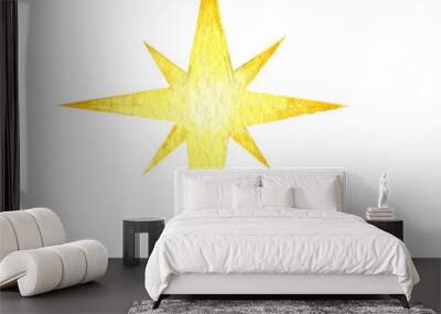 Bethlehem golden star watercolor, Christmas Star symbol  illustration on transparent PNG. Marry Christians see star as miraculous sign to mark birth of Christ Wall mural