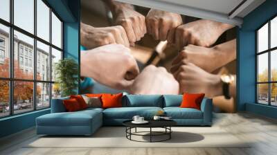 Collaboration, cooperation, and teamwork within professional setting. Individuals demonstrate unity and support as they come together to work as a cohesive unit. Concept of team spirit. High quality Wall mural