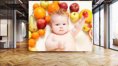 babe with vegetables Wall mural