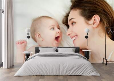 happy mother with baby Wall mural