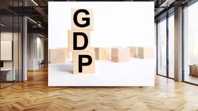 GDP, TEXT on wood cubes on a light background Wall mural