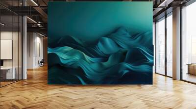 abstract green blue background with waves Wall mural