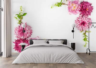 Beautiful pink flowers on white background. Wall mural