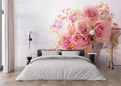 Beautiful pink roses Wall mural