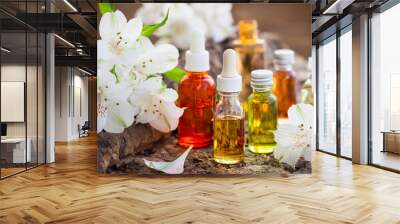 Bottles of essential aromatic oils Wall mural