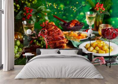 Christmas dinner with side dishes Wall mural