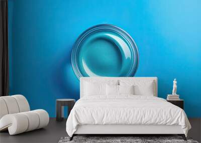 A petri dish with colored gel liquid. Flat lay, top view. Skincare beauty product. Acrylic gel, nail polish. Wall mural