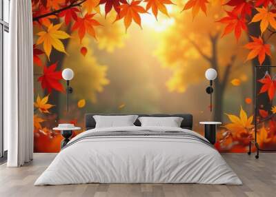 Autumn frame background with free place for text. Wall mural