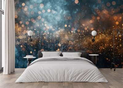 horizontal black Friday web banner, abstract gold black luxury background, bright cosmic shiny pattern, scattering of sparks, bokeh effect, fashionable and trendy design Wall mural