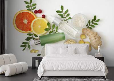 Natural organic cosmetics on white Wall mural