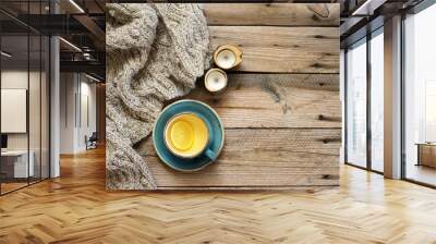 Still life with tea and knitwear Wall mural