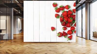 Strawberries on white wood Wall mural