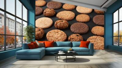 Various cookies on black Wall mural