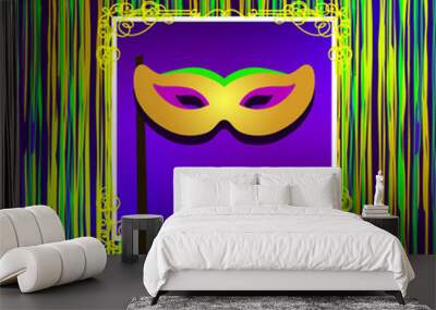 golden mask mardi gras background Wall mural